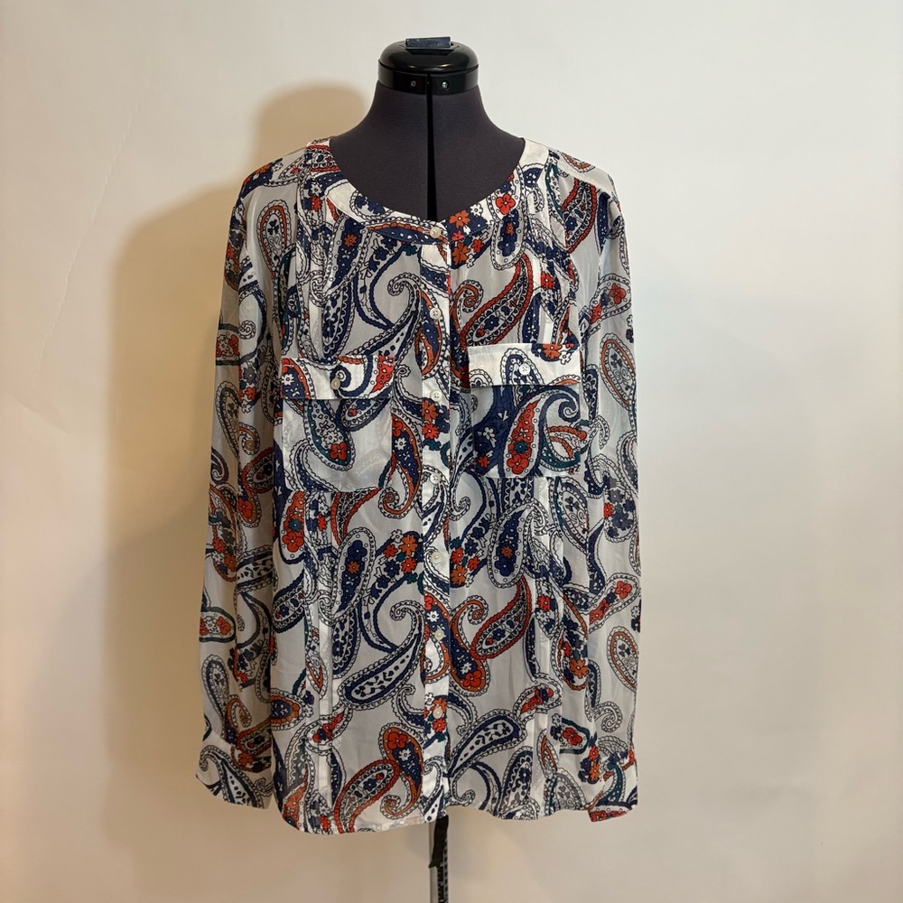 Paisley button down top